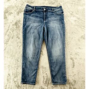 Chico's Straight Leg Jean Womens 16 Medium Wash Stretch Mid-Rise 29" Inseam Flaw